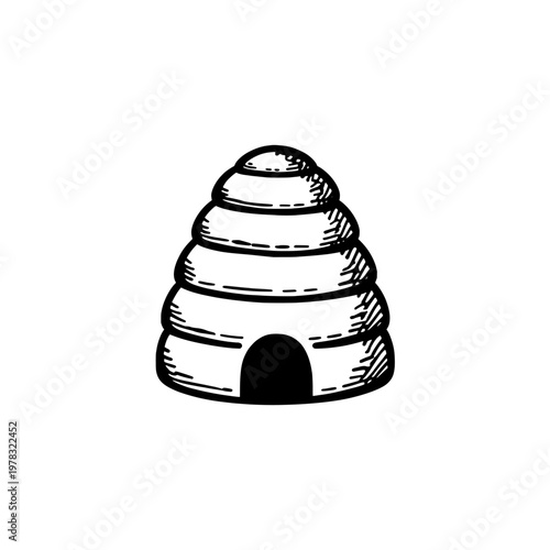 Beehive icon logo design. Honey bee nest sign and symbol. Beehive icon. Natural organic honey product branding.