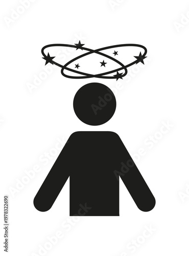 Dizziness icon. Black icon of a person. Medical icon in flat style on a white background.