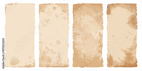 Four rectangular paper textures with varying shades and imperfections