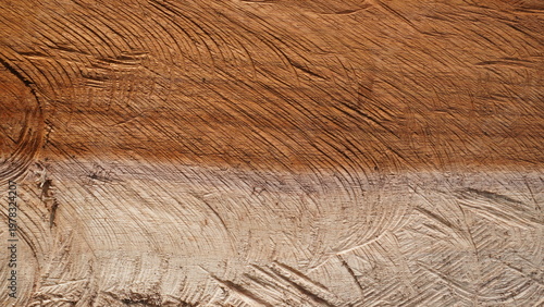 Φωτογραφία Split wood color is presented with a clear horizontal boundary in this macro