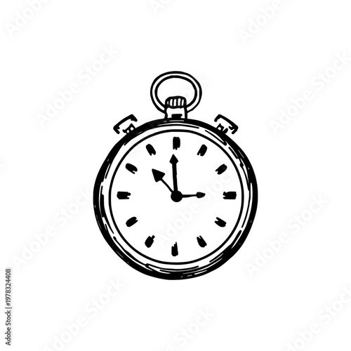 Pocket watch icon logo design. Hand drawn pocket watch sign and symbol. Vintage clock icon. Playful doodle style pocket watch for time management or retro design. Vector illustration.