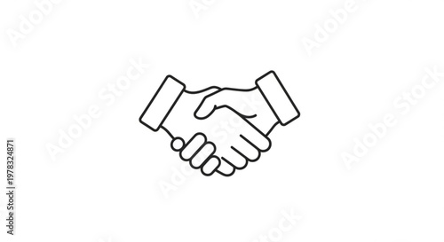 Professional handshake outline icon representing partnership and trust