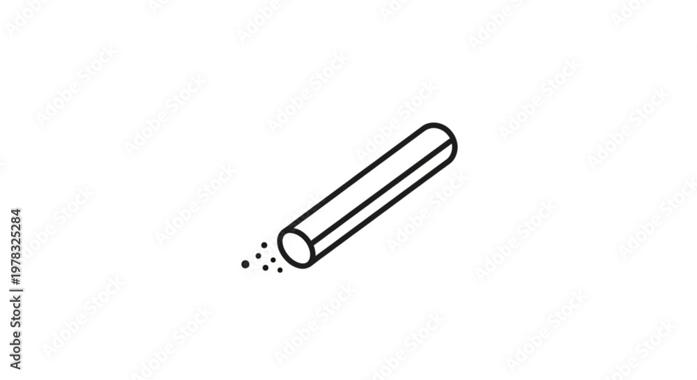 Fototapeta premium Simple linear icon of a chalk stick with dust particles for education