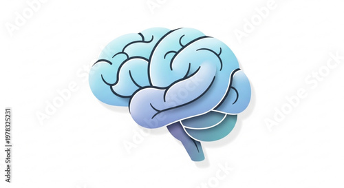 Abstract blue brain icon for health and cognitive science concepts