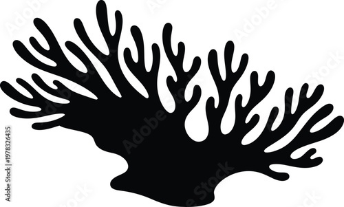 Silhouette stylized coral reef branch aquatic life vector illustration