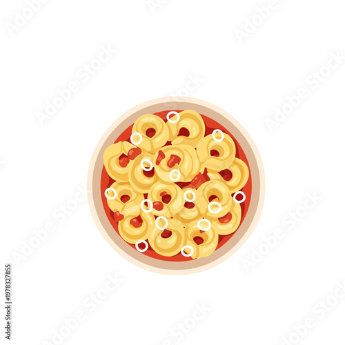 Tortellini Bowl Flat Vector Italian Food Illustration