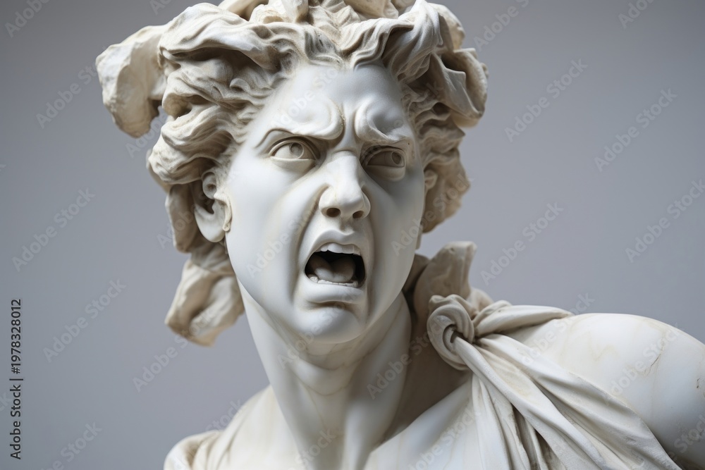 Obraz premium Greek sculpture female angry person statue human.