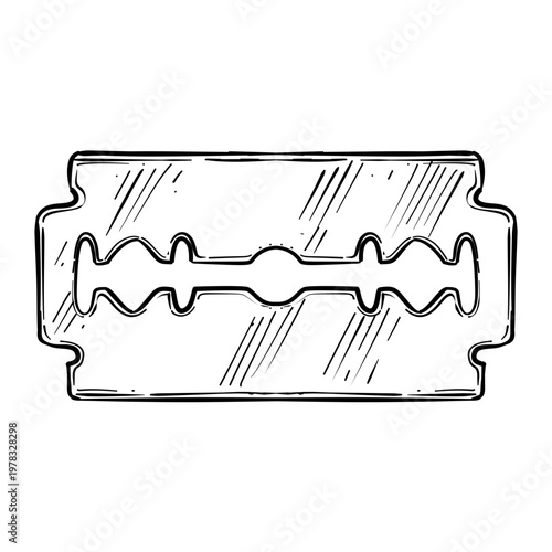 razor blades vector line art hand drawn illustration