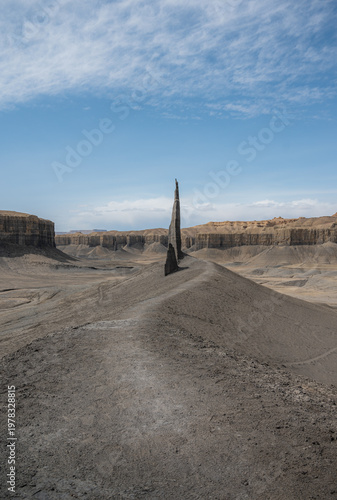 Long Dong Silver, Utah, USA geological unusual landmark , copy space banner. Travel and tourism spot