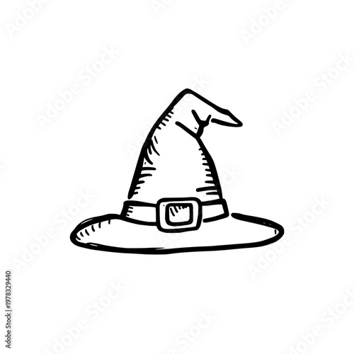 Witch hat icon logo design. Wizard hat sign and symbol. Halloween witch hat icon. Magic headwear vector illustration.