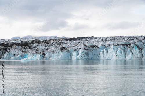 Jokulsarlon glacier lagoon in Iceland. Place to visit, travel concept copy space banner