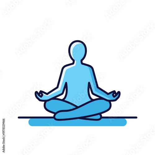 Meditation Lotus Pose Illustration – Calm Mind Yoga Flat Vector Icon for Wellness, Mindfulness & Relaxation