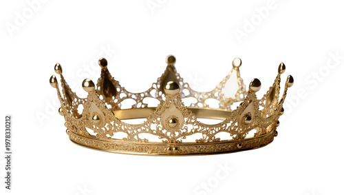 Принти на полотні Ornate golden crown with intricate filigree details, isolated on transparent bac