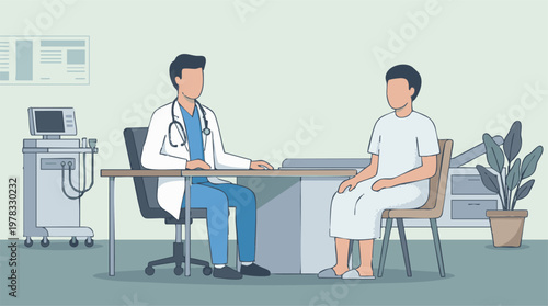 Tableau sur toile Doctor and patient discussing health during a medical consultation in clinic