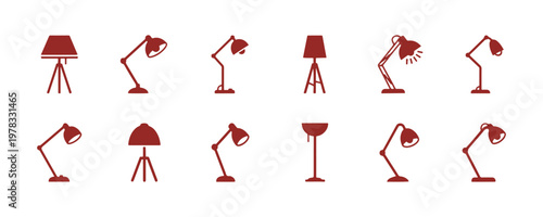 Standing lamp icon collection for branding, websites, and printed materials.
