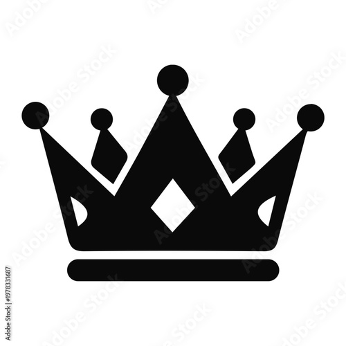 Stylized black silhouette icon of a majestic crown, embodying royalty, leadership, and success. A timeless symbol of prestige, power, and triumph, suitable for various design applications