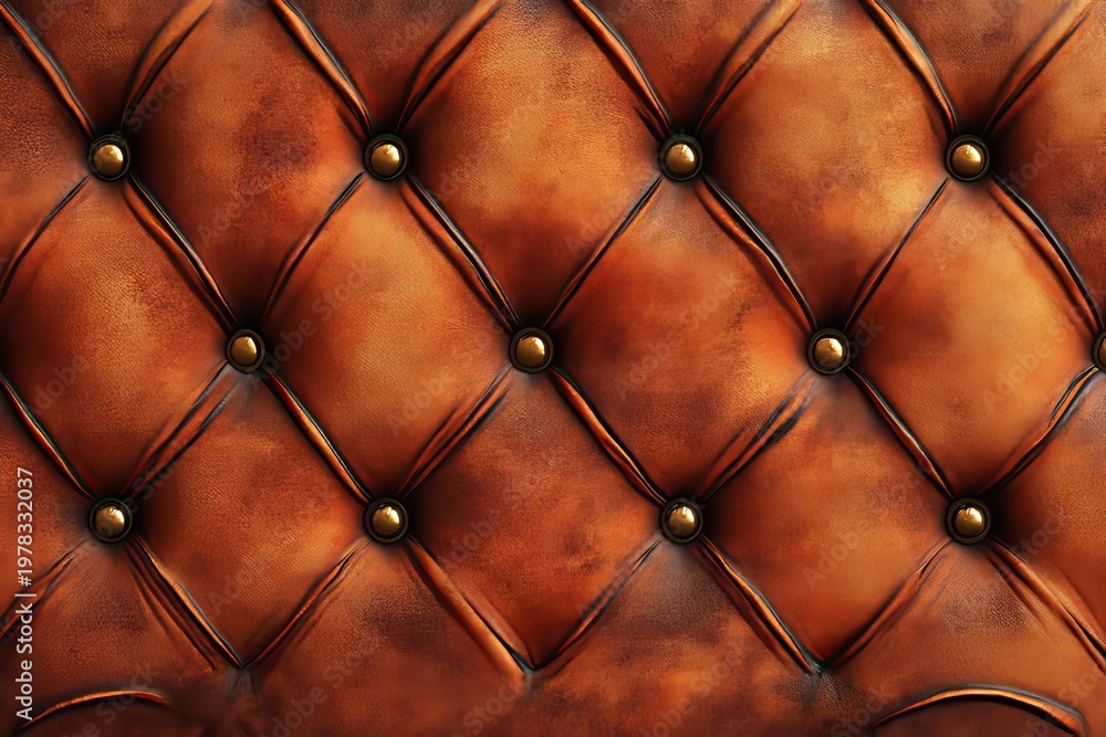 Fototapeta premium Luxurious Brown Quilted Seamless Texture Detail for Chesterfield Upholstery and Design Elements
