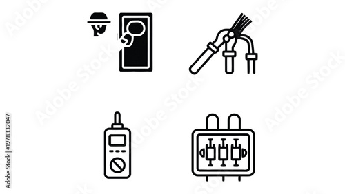 Electrical Icons in Graphic Design: A meticulously crafted set of electrical icons, perfect for illustrating the essence of industry, technology, and innovation.