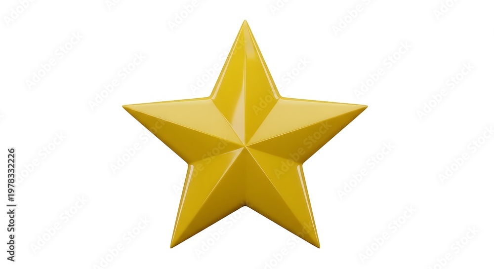 Obraz premium Glossy Golden Five- Point Star in Three- Dimensional Shine five-pointed