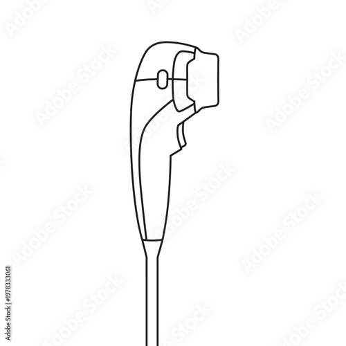 Line icon of the professional apparatus for HIFU procedure. Vector tool for SMAS ultrasound face lifting by cosmetologist. Professional medical skin lift for anti aging effect. Device for cosmetic