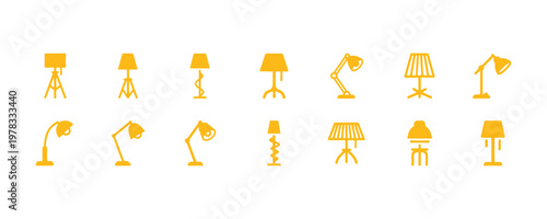 Minimal floor lamp icons ideal for website UI, app design, and print media.