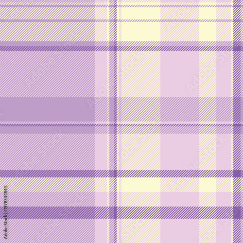 No people fabric plaid check, pajamas vector seamless textile. Bold texture pattern tartan background in violet and light colors.