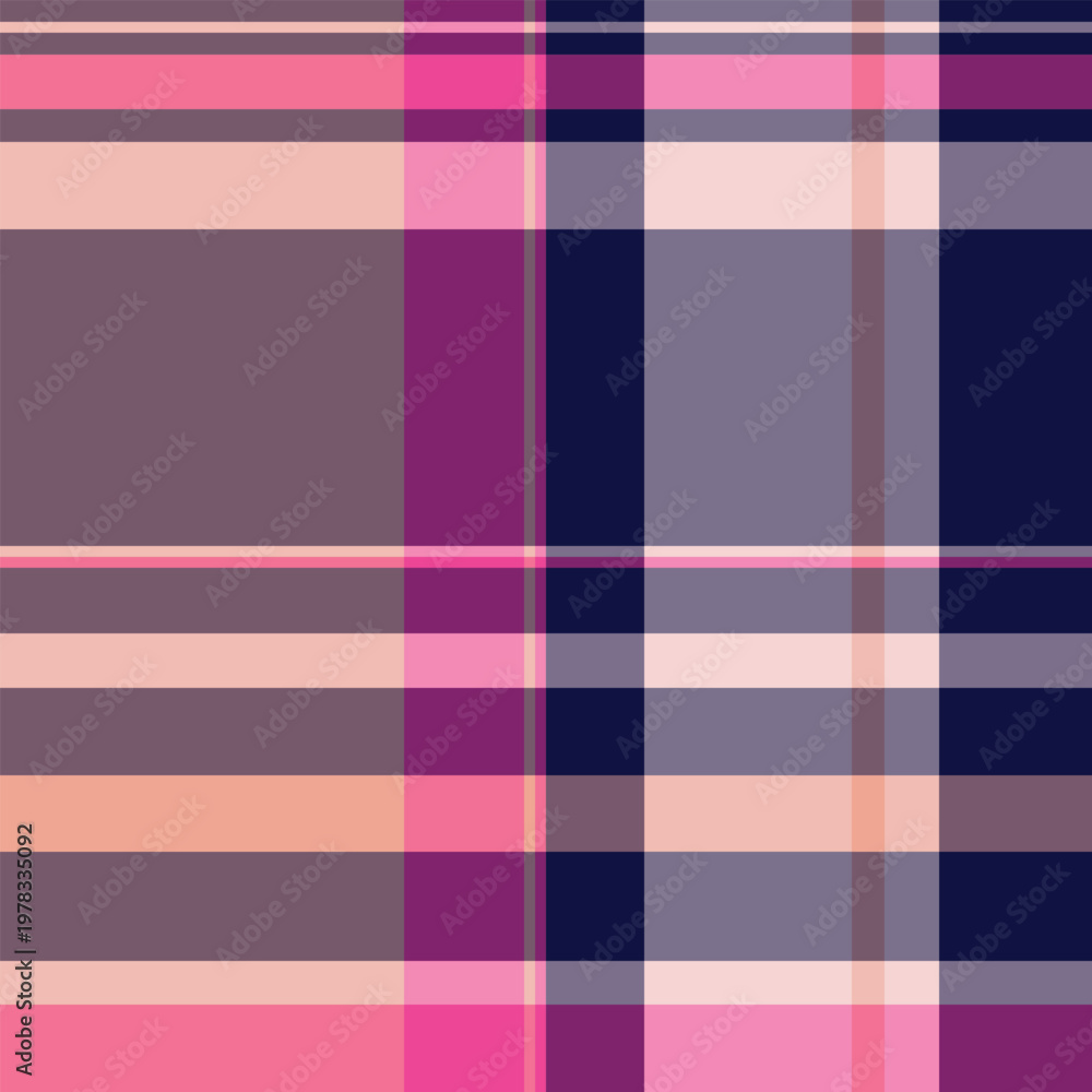 Fototapeta premium Tablecloth fabric background seamless, kingdom texture plaid pattern. Daisy textile check vector tartan in pastel and pink colors.