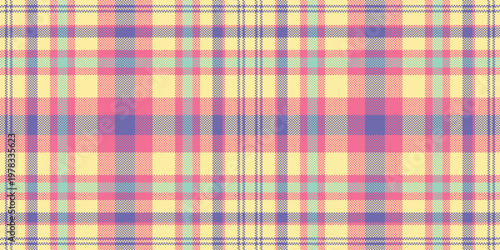 Random tartan fabric pattern, stripe plaid seamless background. Checks vector check textile texture in yellow and red colors.
