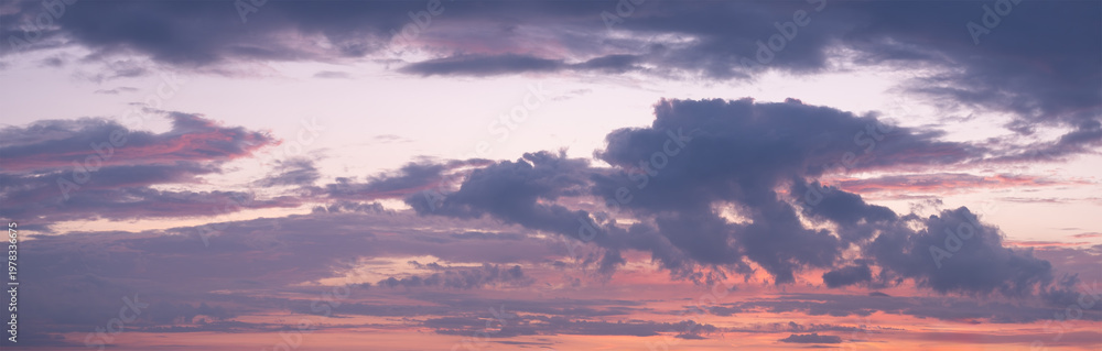 Obraz premium panorama of cloudy sky at sunset or sunrise