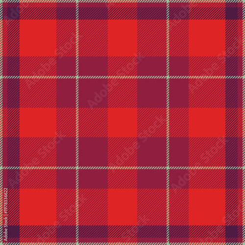 Beige fabric background texture, fuzzy check seamless plaid. Harvest pattern vector tartan textile in red and pink colors.