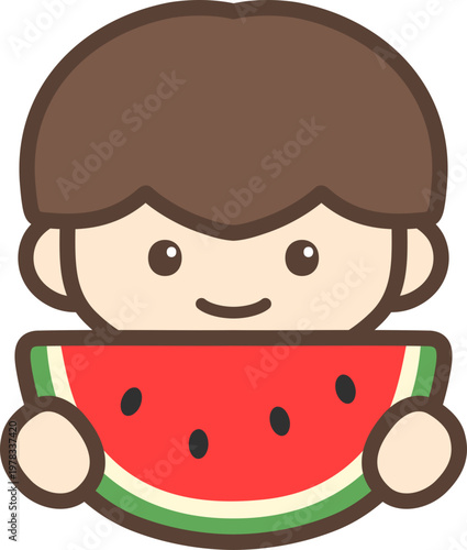 수박먹는 아이