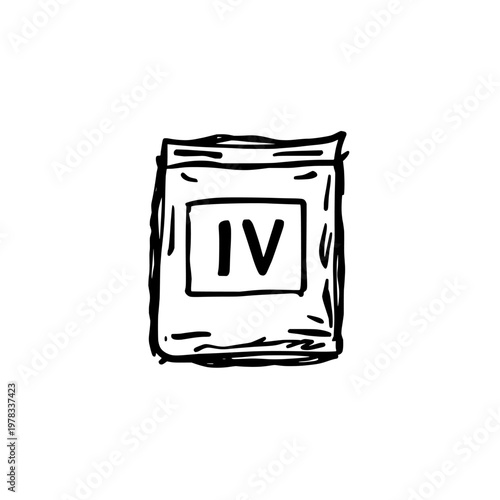 IV drip bag icon logo design. Intravenous infusion sign and symbol. IV drip bag icon. Medical healthcare doodle vector.