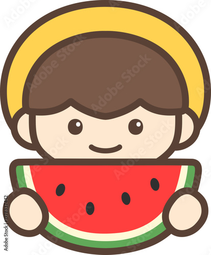 수박먹는 아이