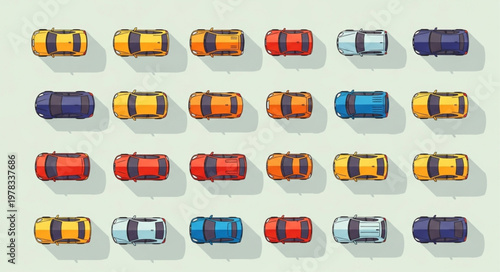 Collection of colorful sleeping bags arranged in rows.