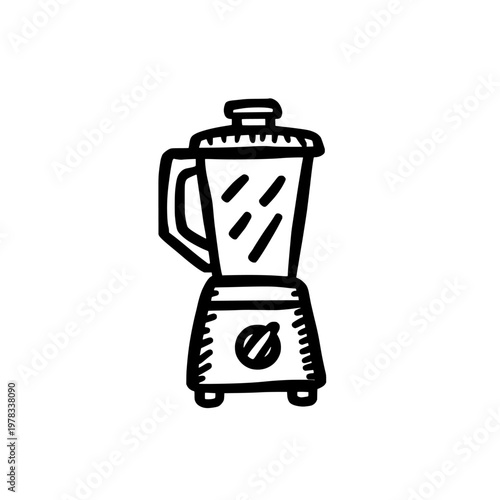 Blender icon logo design. Kitchen mixer sign and symbol. Hand drawn blender icon. Healthy smoothie and cooking tool.