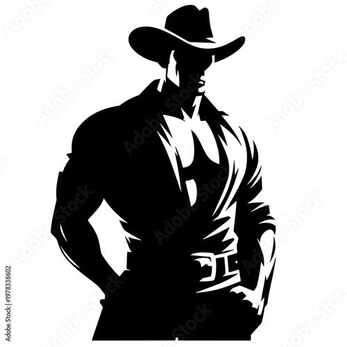 Macho cowboy silhouette