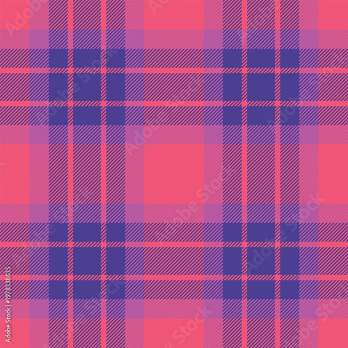 Setting check vector fabric, revival plaid pattern background. Window texture textile seamless tartan in red and indigo colors.