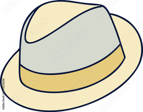 Vintage stylish fedora hat with wide brim and indented crown