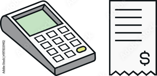 Point of Sale Terminal with Receipt Illustration