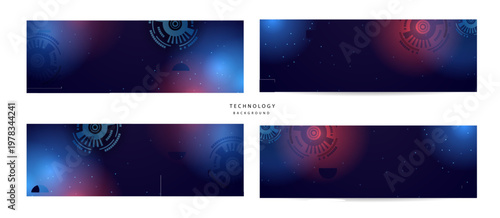 Abstract vibrant glowing digital background with blue and red light effects on dark space