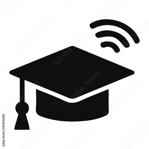 Graduation cap with Wi-Fi signal emitted strongly online