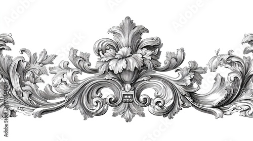 Rococo ornamental floral arabesque divider with intricate design detailing