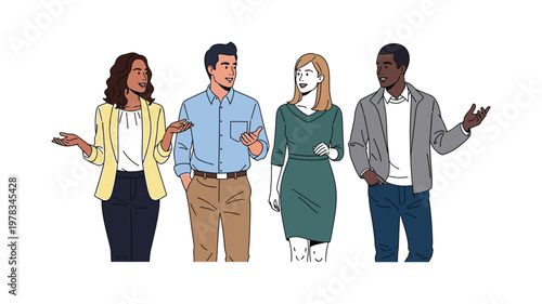 Diverse group of people talking together.