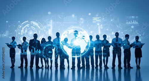 Global Business Team with Data Visualization