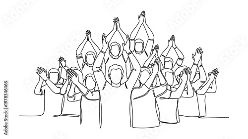 Continuous line drawing of people protesting. Continuous line style. Hand drawn. Line art. Vector design. illustration