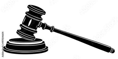 Judge Gavel Silhouette Vector - Auction Hammer and Sound Block Law Illustration