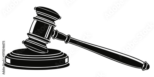 Judge Gavel Silhouette Vector - Auction Hammer and Sound Block Law Illustration