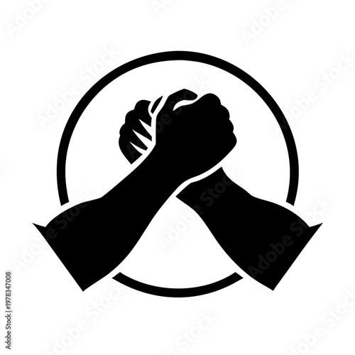 Arm Wrestling Logo Silhouette Vector - Bicep Strength and Rivalry Icon Illustration