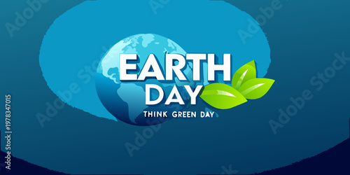 Celebrating earth day with a vibrant globe and fresh green foliage
