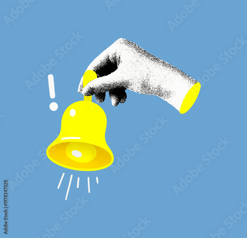 Notification Alert Bell Vector Hand Stippled Illustration